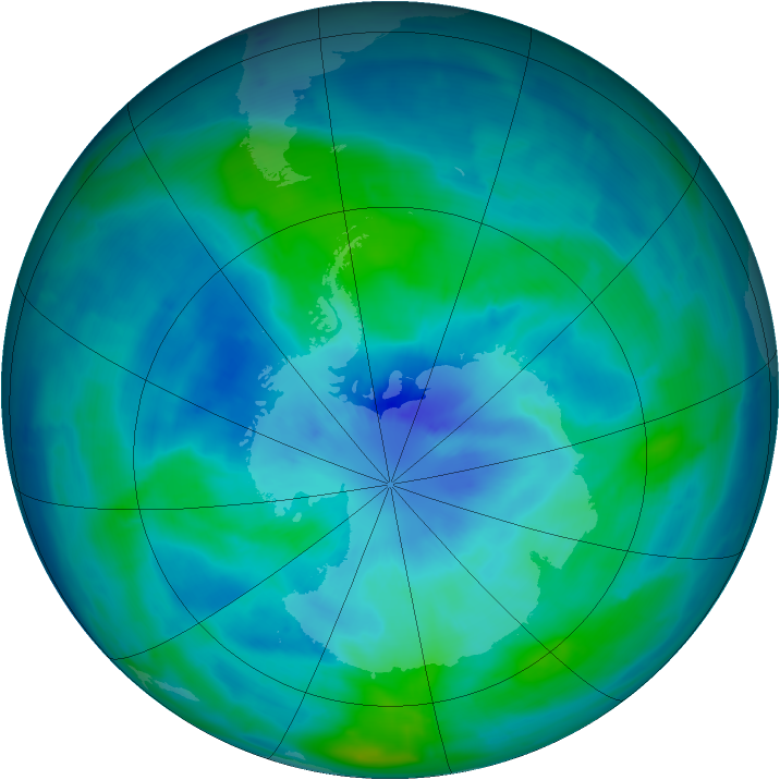 Antarctic ozone map for 19 March 2015